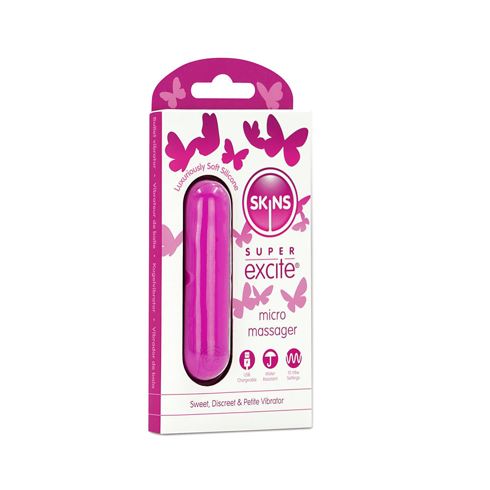 SKINS SUPER EXCITE RECHARGEABLE 10 FUNCTIONS BULLET PINK