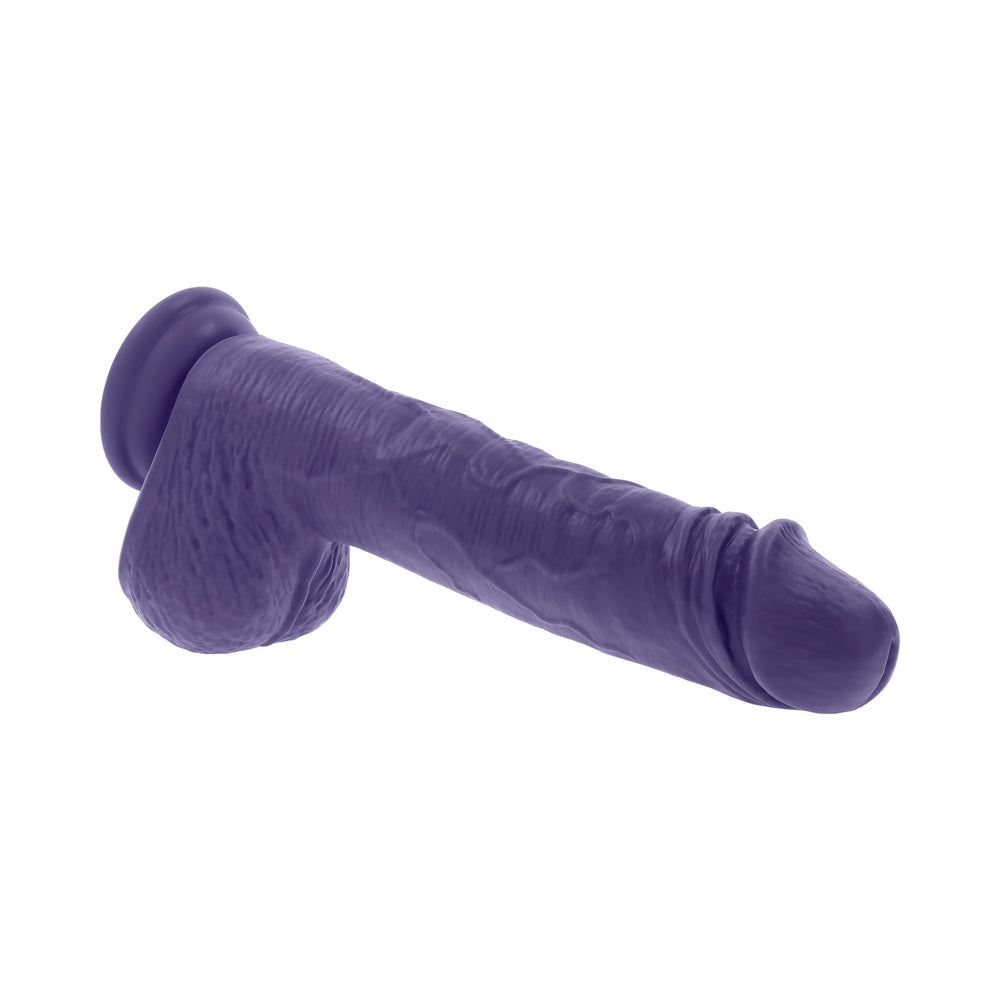EVOLVED PLEASURE RIDER RECHARGEABLE DILDO WITH REMOTE SILICONE PURPLE