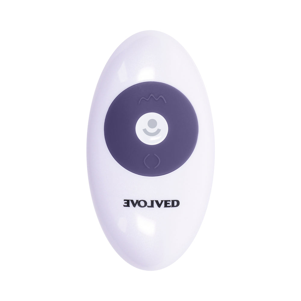 EVOLVED PLEASURE RIDER RECHARGEABLE DILDO WITH REMOTE SILICONE PURPLE