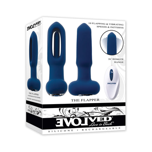 EVOLVED THE FLAPPER RECHARGEABLE VIBRATOR WITH REMOTE SILICONE BLUE