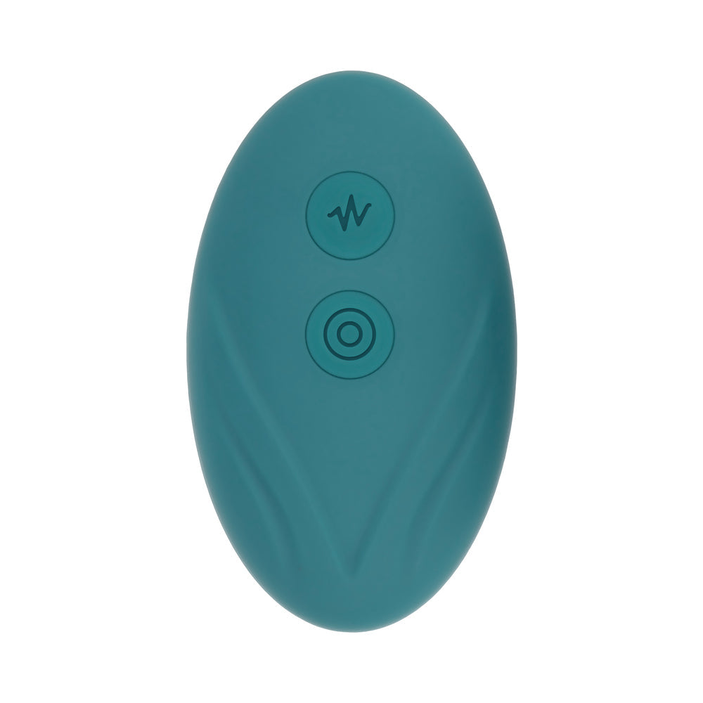 EVOLVED OVAL OFFICE RECHARGEABLE VIBRATING EGG WITH REMOTE SILICONE TEAL