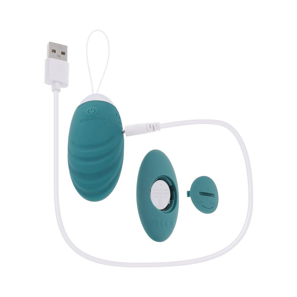 EVOLVED - HUEVO VIBRADOR RECARGABLE OVAL OFFICE CON CONTROL REMOTO SILICONA VERDE AGUA