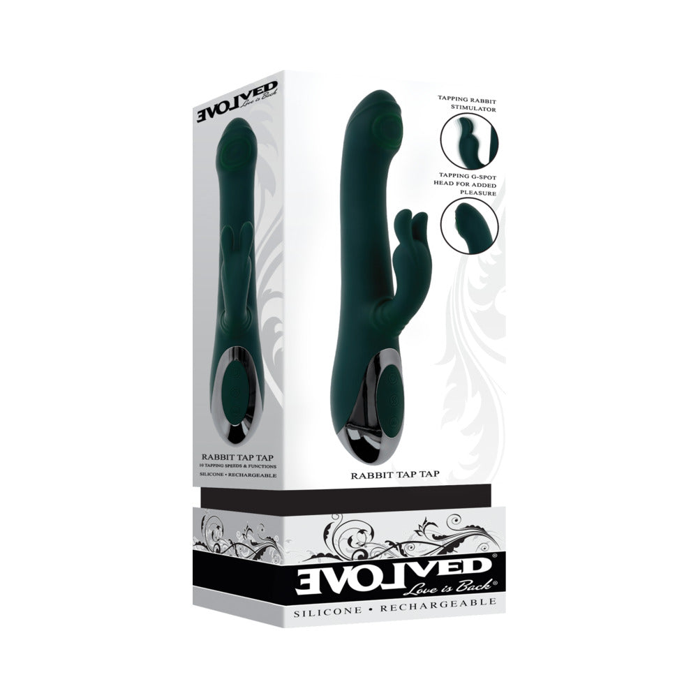 EVOLVED RABBIT TAP TAP RECHARGEABLE VIBRATING DUAL STIMULATOR SILICONE GREEN
