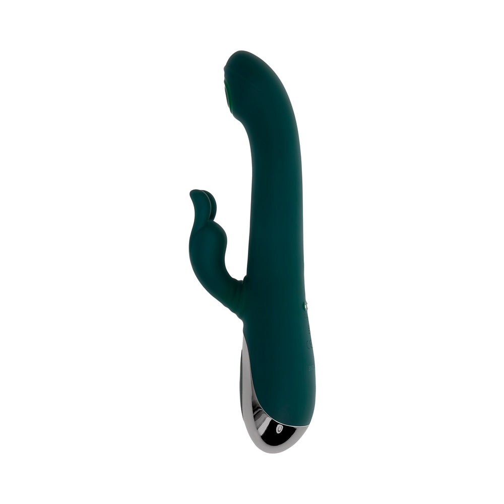 EVOLVED RABBIT TAP TAP RECHARGEABLE VIBRATING DUAL STIMULATOR SILICONE GREEN