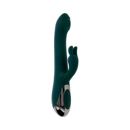 EVOLVED RABBIT TAP TAP RECHARGEABLE VIBRATING DUAL STIMULATOR SILICONE GREEN
