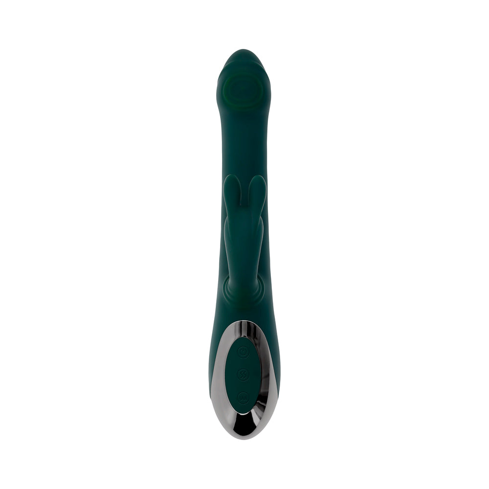 EVOLVED RABBIT TAP TAP RECHARGEABLE VIBRATING DUAL STIMULATOR SILICONE GREEN
