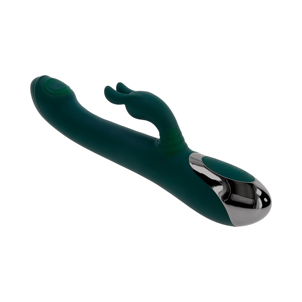 EVOLVED RABBIT TAP TAP RECHARGEABLE VIBRATING DUAL STIMULATOR SILICONE GREEN