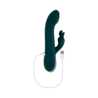 EVOLVED RABBIT TAP TAP RECHARGEABLE VIBRATING DUAL STIMULATOR SILICONE GREEN