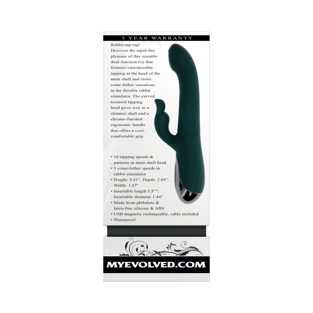 EVOLVED RABBIT TAP TAP RECHARGEABLE VIBRATING DUAL STIMULATOR SILICONE GREEN