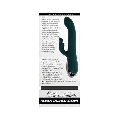 EVOLVED - RABBIT TAP TAP RECHARGEABLE VIBRATING DUAL STIMULATOR SILICONE GREEN