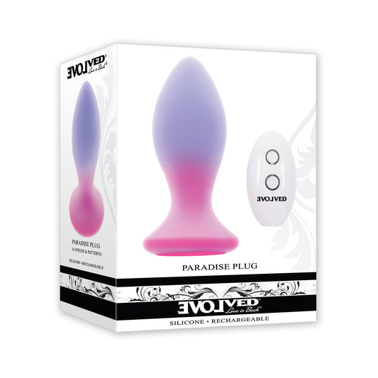 EVOLVED PARADISE PLUG DUAL LAYER RECHARGEABLE VIBRATING ANAL PLUG WITH REMOTE SILICONE