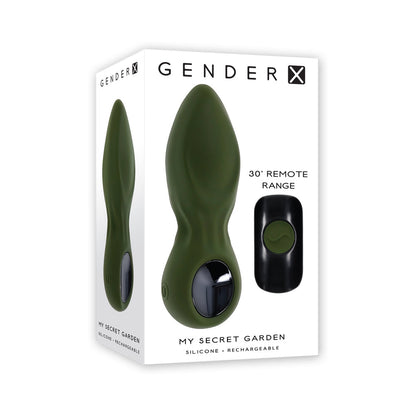 GENDER X MY SECRET GARDEN RECHARGEABLE VIBRATING ANAL PLUG WITH REMOTE SILICONE GREEN