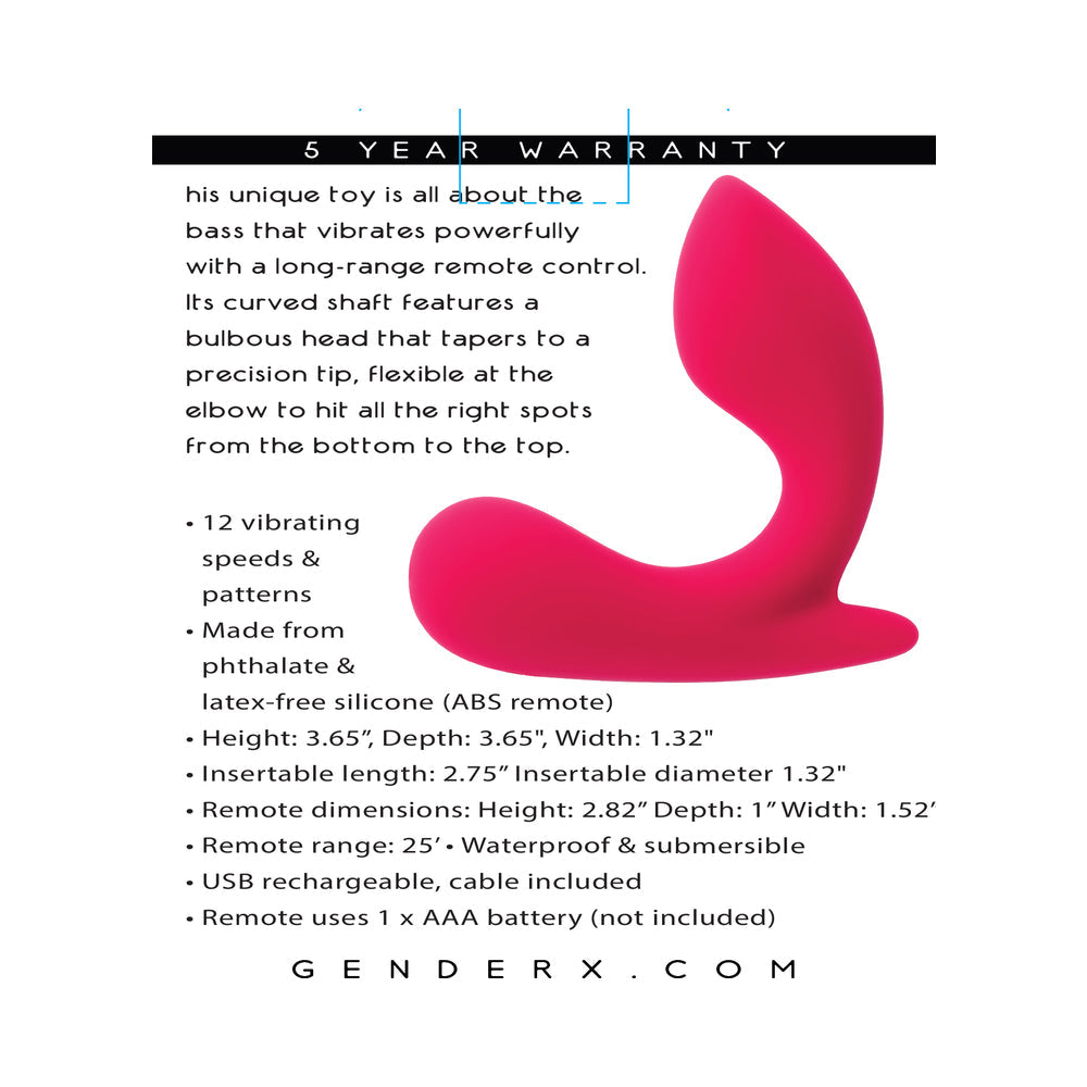 GENDER X - ALL ABOUT THE BASS RECHARGEABLE VIBRATOR WITH REMOTE SILICONE RED