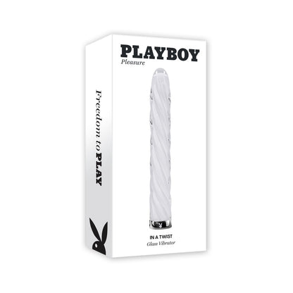 PLAYBOY - IN A TWIST RECHARGEABLE GLASS VIBRATOR WHITE