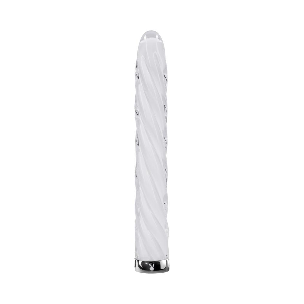 PLAYBOY - IN A TWIST RECHARGEABLE GLASS VIBRATOR WHITE