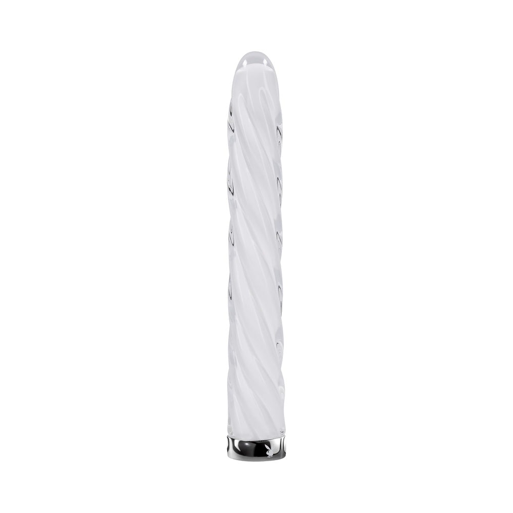 PLAYBOY - IN A TWIST RECHARGEABLE GLASS VIBRATOR WHITE