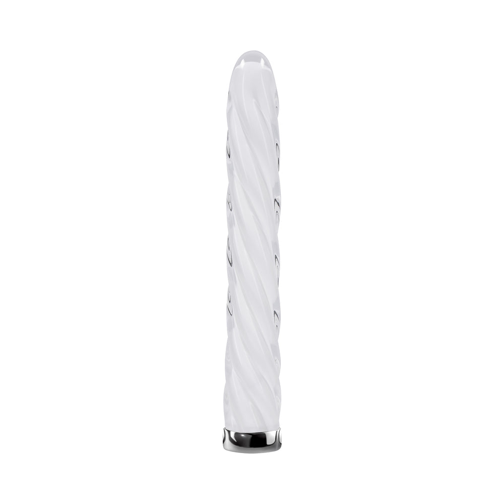 PLAYBOY - IN A TWIST RECHARGEABLE GLASS VIBRATOR WHITE