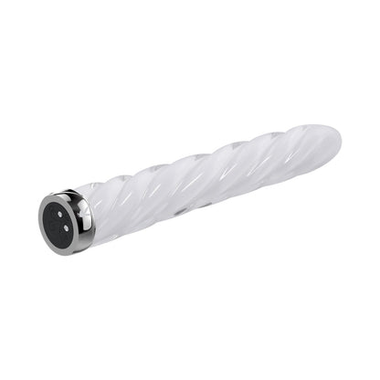 PLAYBOY - IN A TWIST RECHARGEABLE GLASS VIBRATOR WHITE