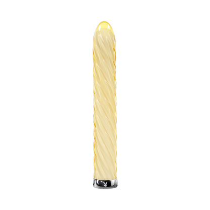 PLAYBOY TWIST OF FATE RECHARGEABLE GLASS VIBRATOR YELLOW