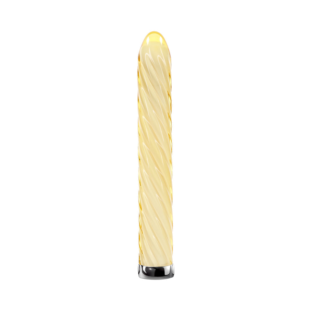 PLAYBOY TWIST OF FATE RECHARGEABLE GLASS VIBRATOR YELLOW