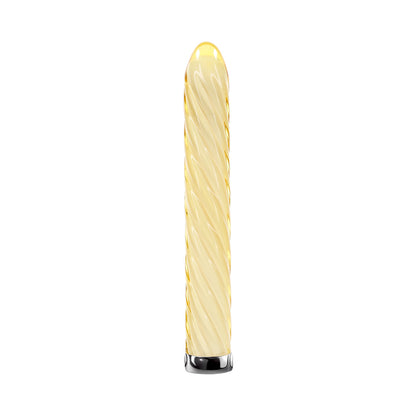 PLAYBOY TWIST OF FATE RECHARGEABLE GLASS VIBRATOR YELLOW