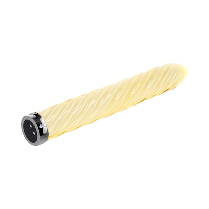 PLAYBOY TWIST OF FATE RECHARGEABLE GLASS VIBRATOR YELLOW