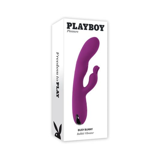 PLAYBOY BUSY BUNNY RECHARGEABLE DUAL STIMULATOR VIBRATOR SILICONE WILD ASTER