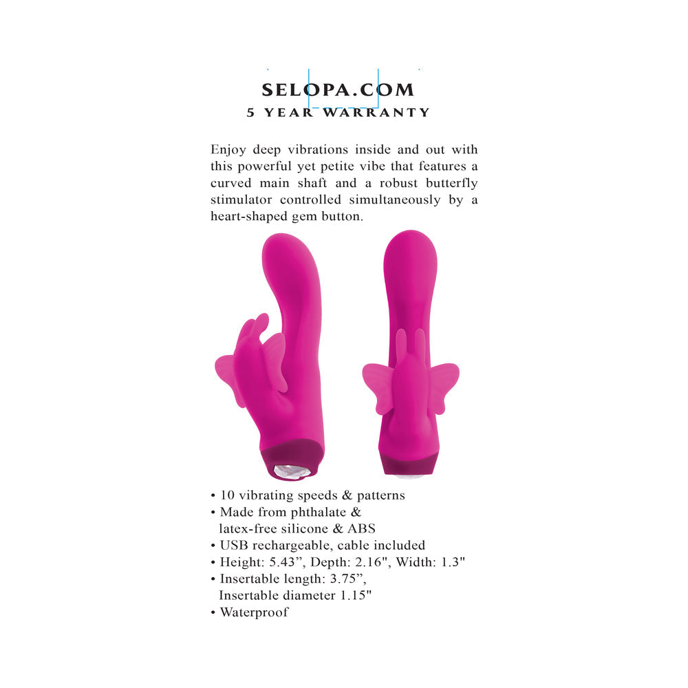 SELOPA - BUTTERFLY LOVE RECHARGEABLE VIBRATING DUAL STIMULATOR SILICONE PINK