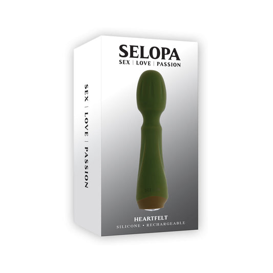 SELOPA - MINI VARITA VIBRATORIA RECARGABLE DE SILICONA VERDE DE CORAZÓN