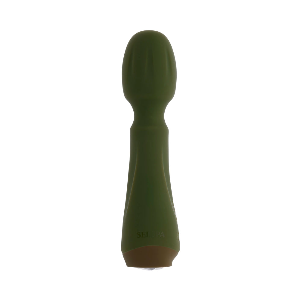 SELOPA - HEARTFELT RECHARGEABLE VIBRATING MINI WAND SILICONE GREEN