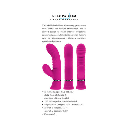 SELOPA NEXT WAVE RECHARGEABLE VIBRATING DUAL STIMULATOR SILICONE PINK