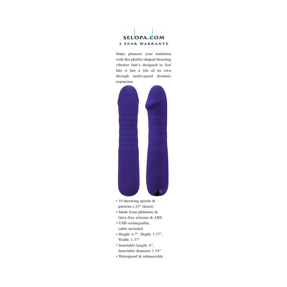 SELOPA AMBITION RECHARGEABLE THRUSTING VIBRATOR SILICONE PURPLE