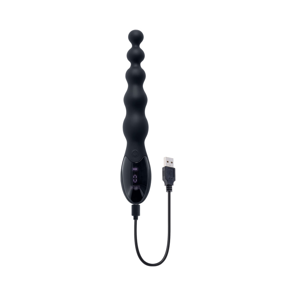 TOLERANCIA CERO - VIBRADOR ANAL RECARGABLE DE SILICONA NEGRO CON BASTÓN TRASERO
