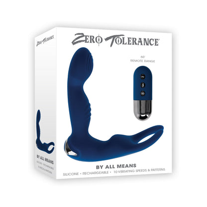 ZERO TOLERANCE - BY ALL MEANS RECHARGEABLE PROSTATE VIBRATOR WITH REMOTE SILICONE BLUE