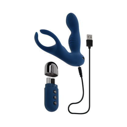 TOLERANCIA CERO - VIBRADOR DE PRÓSTATA RECARGABLE CON CONTROL REMOTO DE SILICONA AZUL