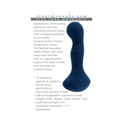 ZERO TOLERANCE - BLUE OASIS RECHARGEABLE VIBRATING PROSTATE VIBRATOR SILICONE BLUE