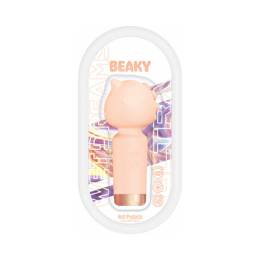 HOTT PRODUCTS - WET DREAMS BEAKY MULTI SPEED HORNED MINI VIBE MULTI-SPEED SILICONE PEACH