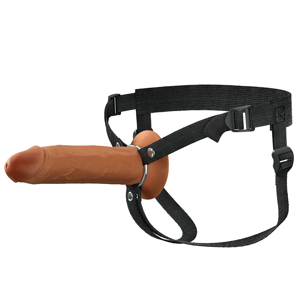FANTASY X-TENSIONS ELITE HOLLOW SILICONE STRAP-ON 8 IN. BROWN