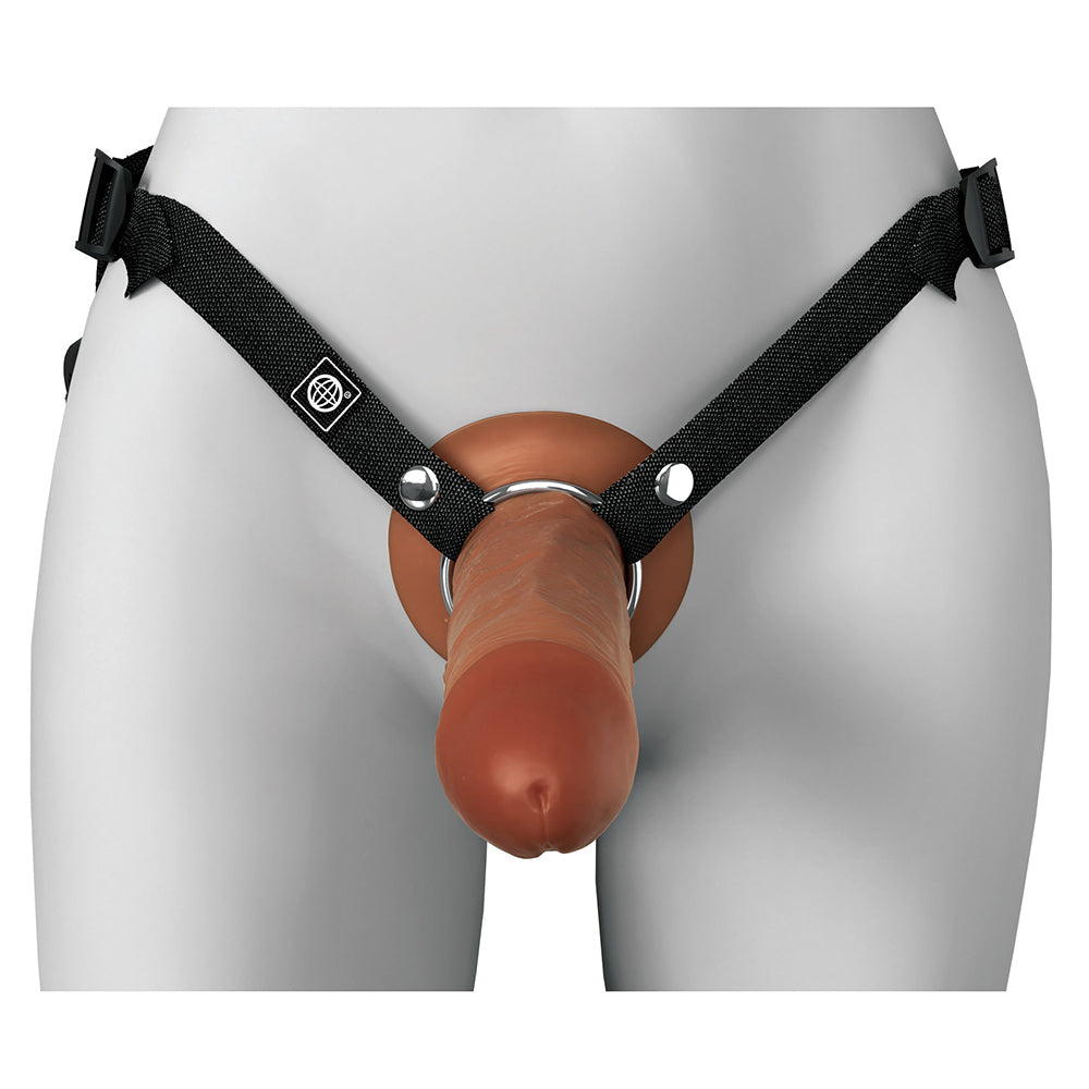 FANTASY X-TENSIONS ELITE HOLLOW SILICONE STRAP-ON 8 IN. BROWN