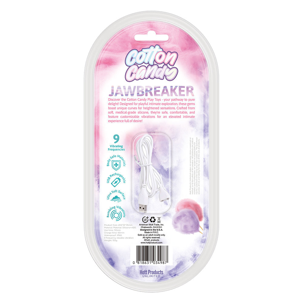 COTTON CANDY JAW BREAKER SILICONE VIBRATOR WITH STIMULATOR 9 FREQUENCIES