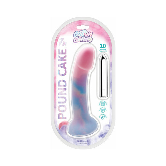 HOTT PRODUCTS - COTTON CANDY POUND CAKE SILICONE DILDO 10 FREQUENCIES 7.5 IN.