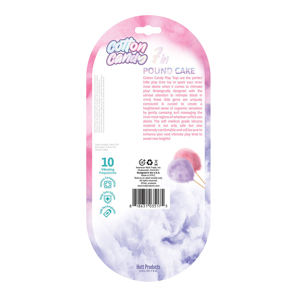 COTTON CANDY POUND CAKE SILICONE DILDO 10 FREQUENCIES 7.5 IN.