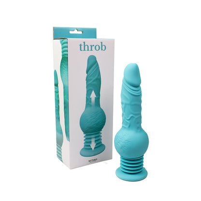 THROB THRUSTING DILDO WITH BALLS & SUCTION CUP MULTI-SPEED SILICONE TEAL