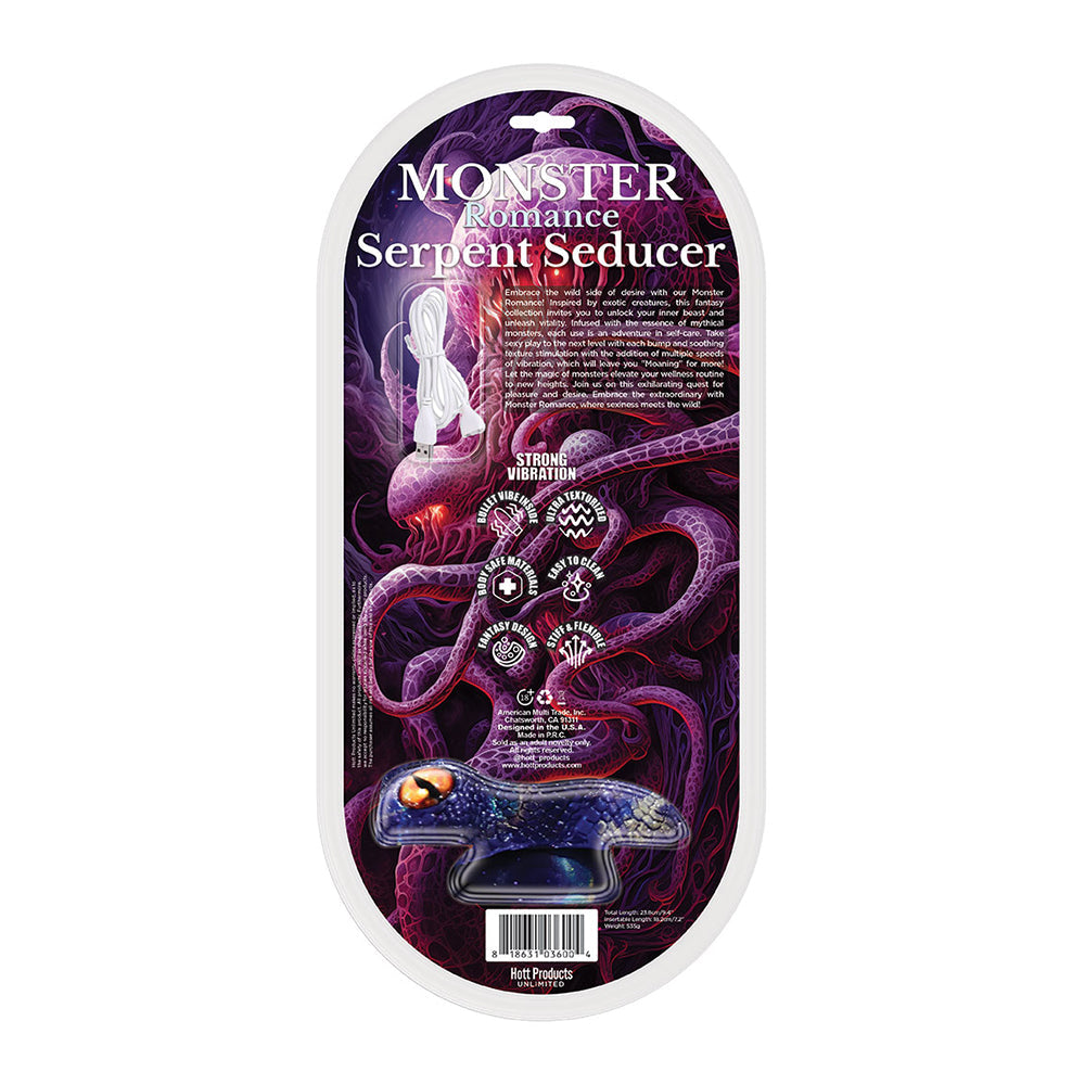 MONSTER ROMANCE SERPENT SEDUCER WITH VIBRATING BULLET SILICONE DILDO 7.5 IN.