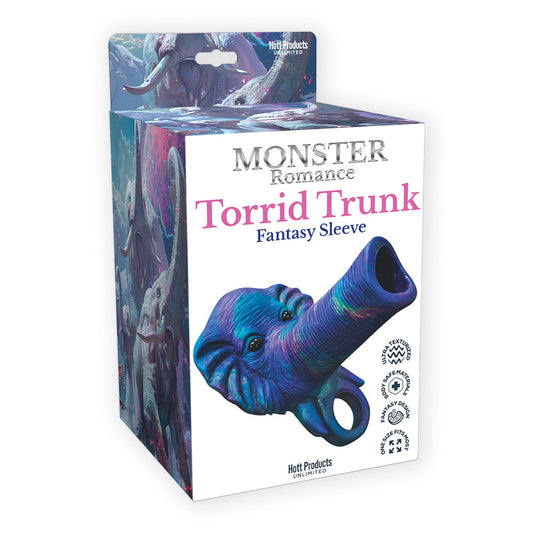 MONSTER ROMANCE TORRID TRUNK SILICONE SLEEVE WITH SCROTUM STRAP SLEEVE 4 IN.