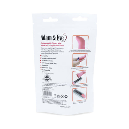 ADAM & EVE SILICONE RECHARGEABLE FINGER VIBE (BAG PACKAGING)