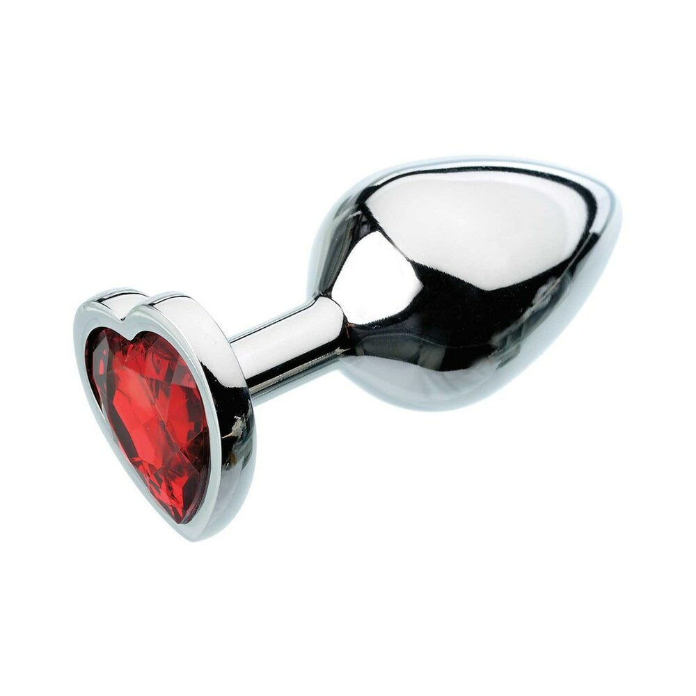 ADAM & EVE - TAPÓN ANAL CON GEMAS DE CORAZONES ROJOS MEDIANO