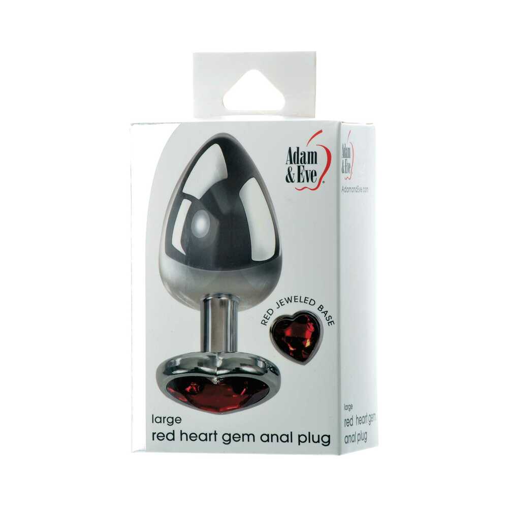 ADAM & EVE - TAPÓN ANAL GRANDE CON GEMAS DE CORAZONES ROJOS