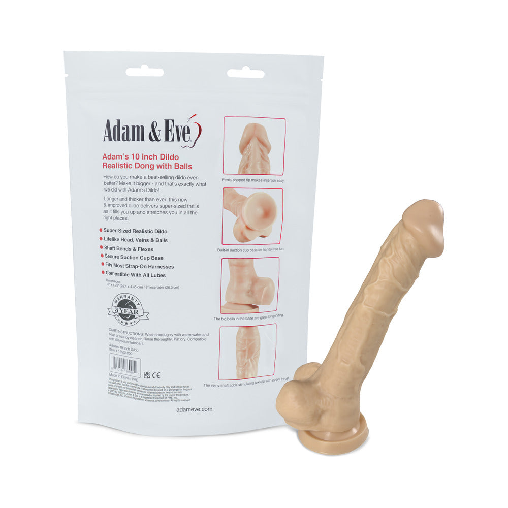 ADAM & EVE - DILDO ADAM'S COCK DE 10 PULGADAS (EMPAQUE EN BOLSA)