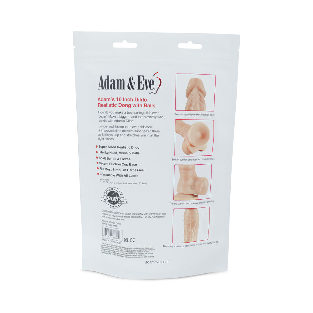 ADAM & EVE ADAM''S COCK 10 IN. DILDO (BAG PACKAGING)